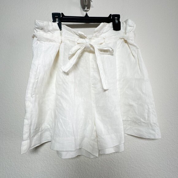 Nili Lotan Mora Natural Paper Bag Linen Shorts Size XS - Picture 2 of 9